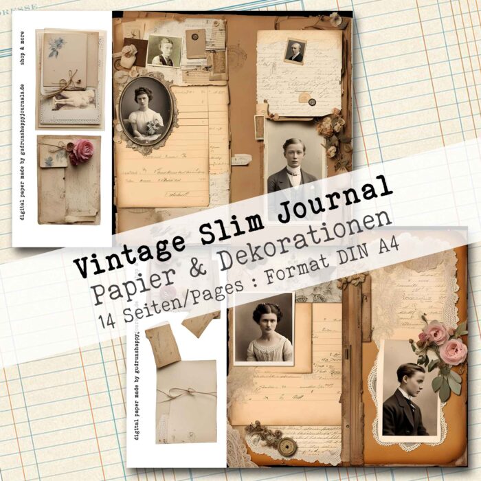 Vintage Slim Journal, Papier & Dekorationen, 14 Seiten [Digital] – Bild 7