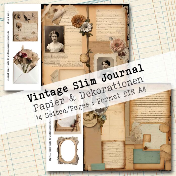 Vintage Slim Journal, Papier & Dekorationen, 14 Seiten [Digital] – Bild 5