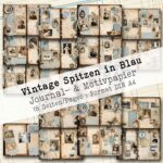 Vintage Spitzen in Blau, Motivpapier, 18 Seiten [Digital]