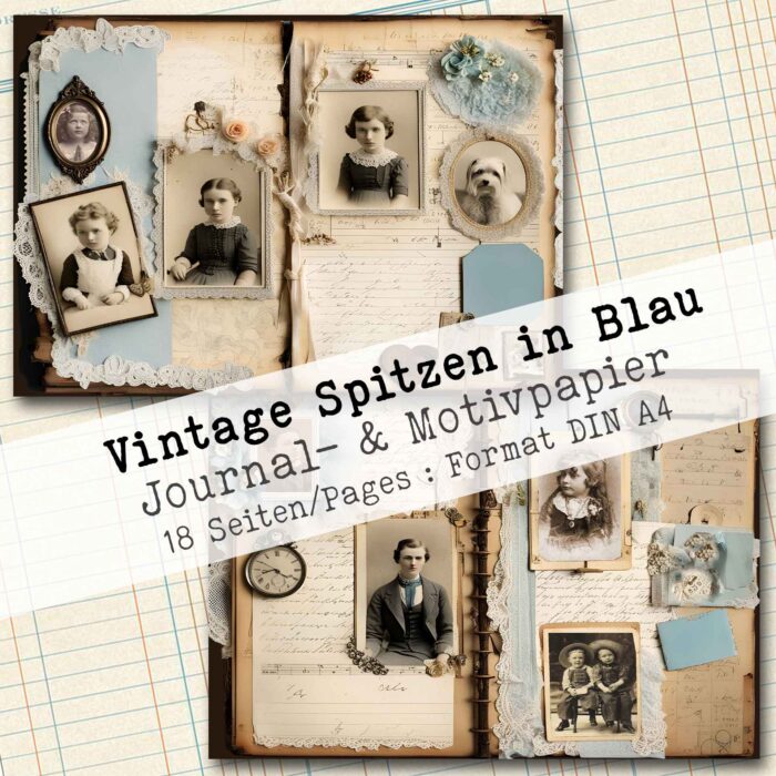 Vintage Spitzen in Blau, Motivpapier, 18 Seiten [Digital] – Bild 9