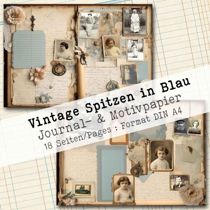Vintage Spitzen in Blau, Motivpapier, 18 Seiten [Digital] – Bild 6
