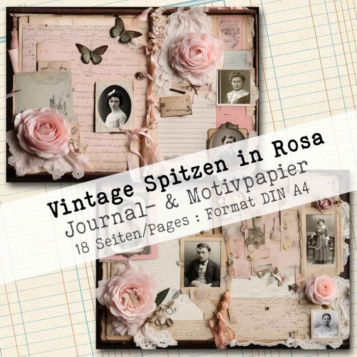 Vintage Spitzen in Rosa, Motivpapier, 18 Seiten [Digital] – Bild 3