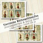 Tierische Weihnachtselfen, 18 Journal Karten & Belly Band, 3 Seiten [Digital]