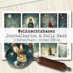 Weihnachtshasen, 18 Journal Karten & Belly Band, 3 Seiten [Digital] – Bild 2
