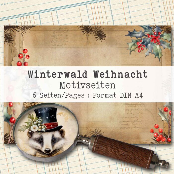 Winterwald Weihnacht, Motivpapier, 6 Seiten [Digital] – Bild 2