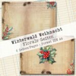 Winterwald Weihnacht, Florales Papier, 6 Seiten [Digital] – Bild 4