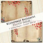 Winterwald Weihnacht, Florales Papier, 6 Seiten [Digital] – Bild 3
