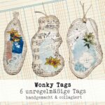 Sechs "Wonky"-Tags, handgemacht – Bild 2