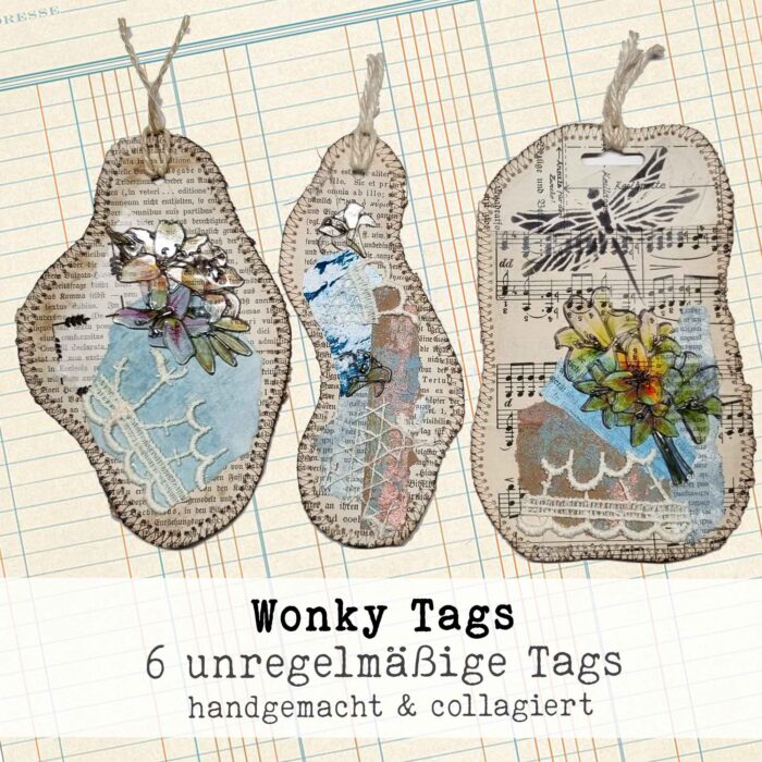 Sechs "Wonky"-Tags, handgemacht – Bild 3