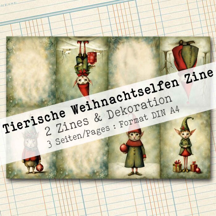 Tierische Weihnachtselfen, 2 Zines mit Dekorationen, 3 Seiten [Digital] – Bild 5
