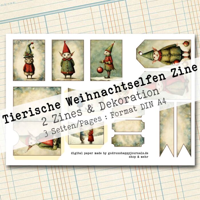 Tierische Weihnachtselfen, 2 Zines mit Dekorationen, 3 Seiten [Digital] – Bild 3