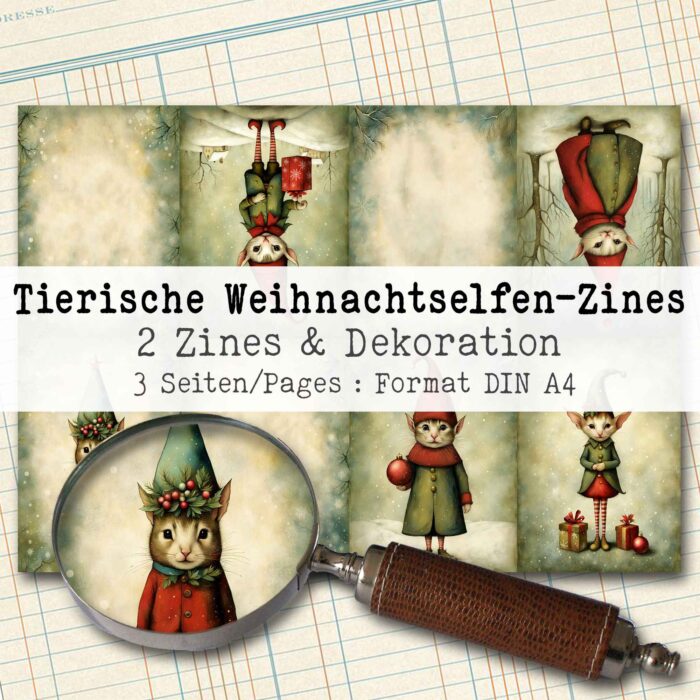 Tierische Weihnachtselfen, 2 Zines mit Dekorationen, 3 Seiten [Digital] – Bild 2