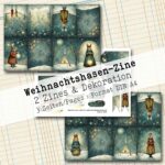 Weihnachtshasen, 2 Zines mit Dekorationen, 3 Seiten [Digital]