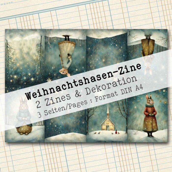 Weihnachtshasen, 2 Zines mit Dekorationen, 3 Seiten [Digital] – Bild 4