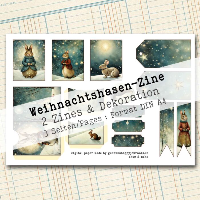 Weihnachtshasen, 2 Zines mit Dekorationen, 3 Seiten [Digital] – Bild 3