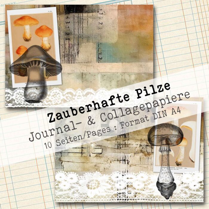Zauberhafte Pilze, Journal- & Collagepapier, 10 Seiten [Digital] – Bild 3