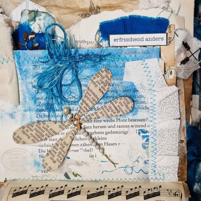 Handgefertigtes Junk Journal "Blue Raggedy" – Bild 12