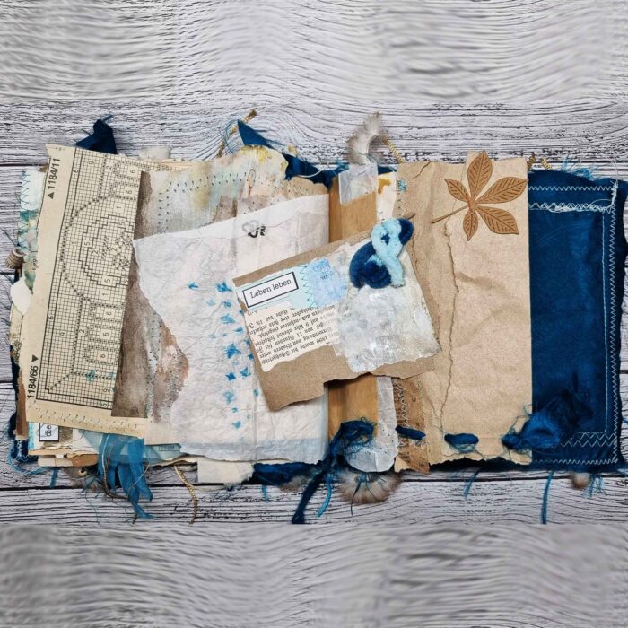 Handgefertigtes Junk Journal "Blue Raggedy" – Bild 8
