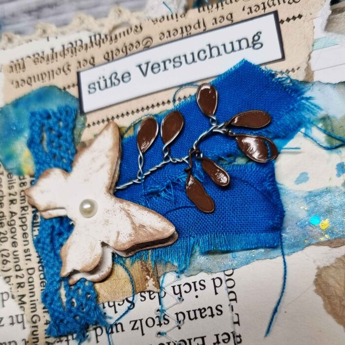 Handgefertigtes Junk Journal "Blue Raggedy" – Bild 7