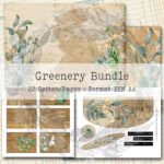Greenery Old Paper, Bundle, Hintergrund Seiten + Folio, 22 Seiten [Digital]