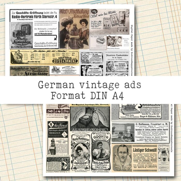 Deutsche Vintage Werbung, Collage + Fussy Cut, 6 Seiten [Digital] – Bild 2