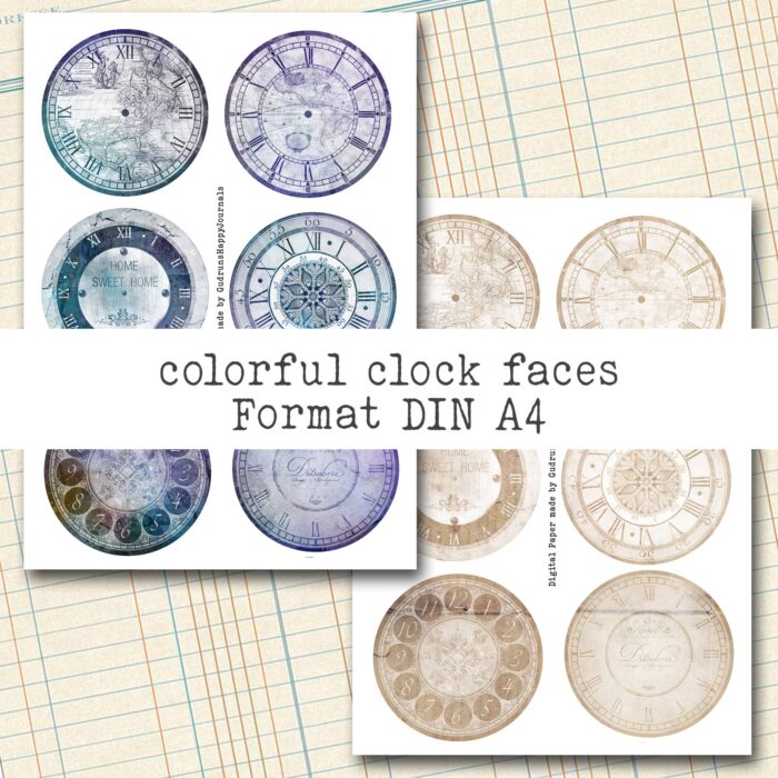 Clock Faces - vintage Uhren, Dekorationselemente, 12 Seiten [Digital] – Bild 3