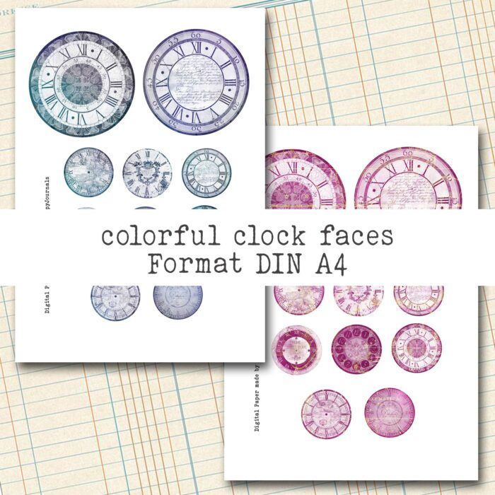 Clock Faces - vintage Uhren, Dekorationselemente, 12 Seiten [Digital] – Bild 5