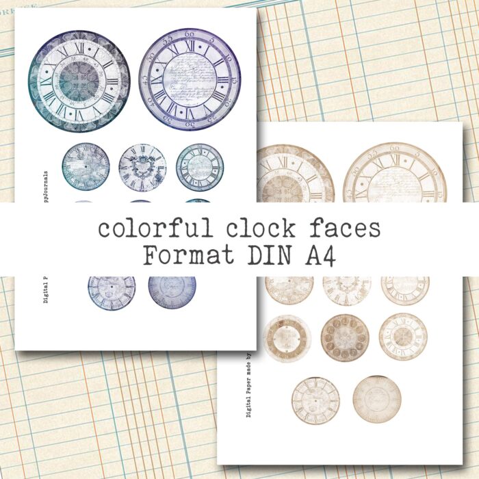 Clock Faces - vintage Uhren, Dekorationselemente, 12 Seiten [Digital] – Bild 6