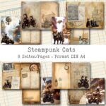 Steampunk Katzen, Hintergrund Set, 8 Seiten [Digital]