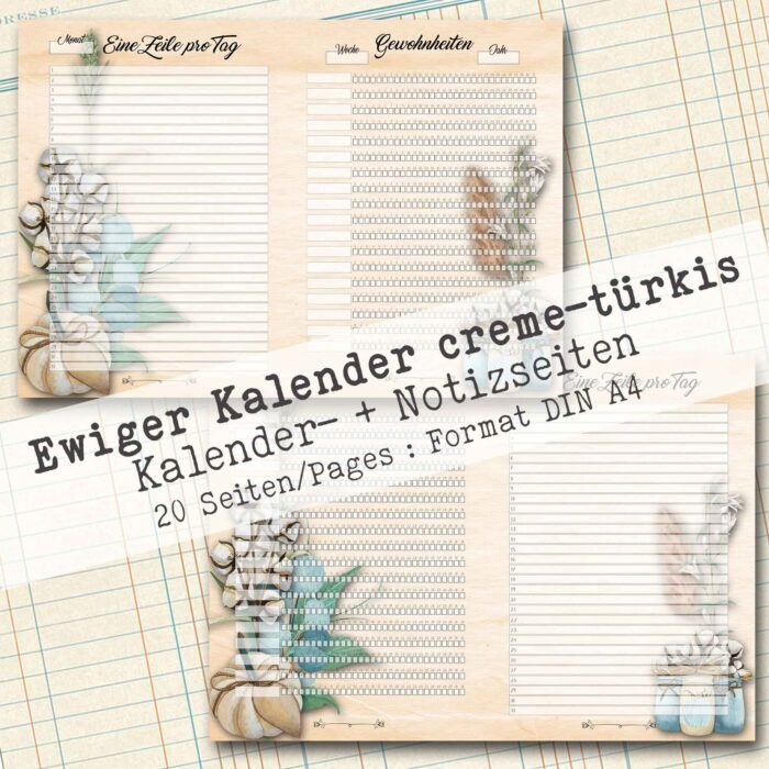 Undatierter Kalender in creme-türkis, 20 Seiten [Digital] – Bild 4