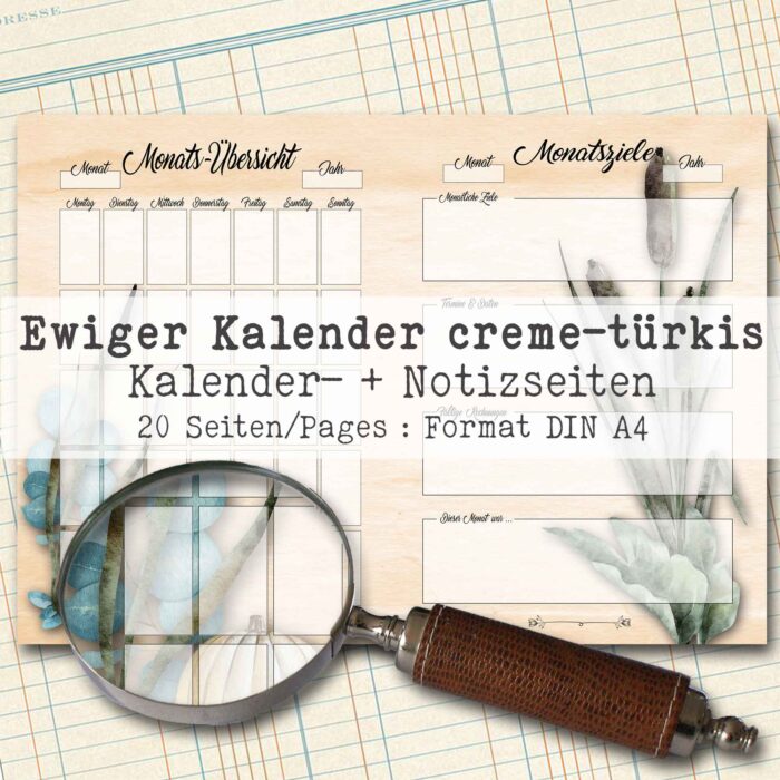 Undatierter Kalender in creme-türkis, 20 Seiten [Digital] – Bild 2