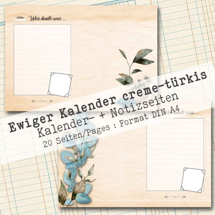 Undatierter Kalender in creme-türkis, 20 Seiten [Digital] – Bild 3