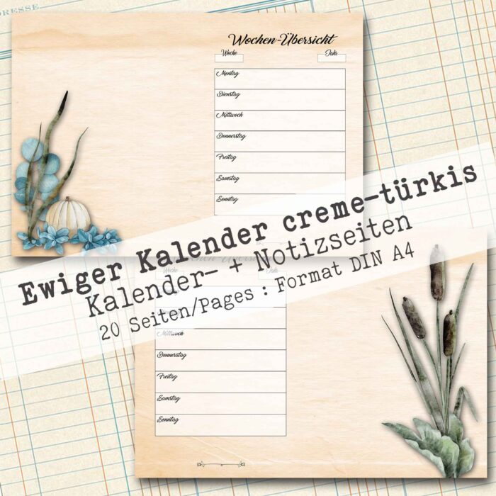 Undatierter Kalender in creme-türkis, 20 Seiten [Digital] – Bild 6