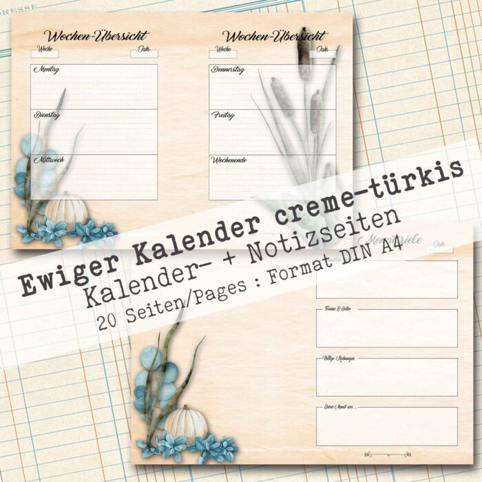 Undatierter Kalender in creme-türkis, 20 Seiten [Digital] – Bild 5