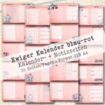 Undatierter Kalender in rot-blau, 20 Seiten [Digital]