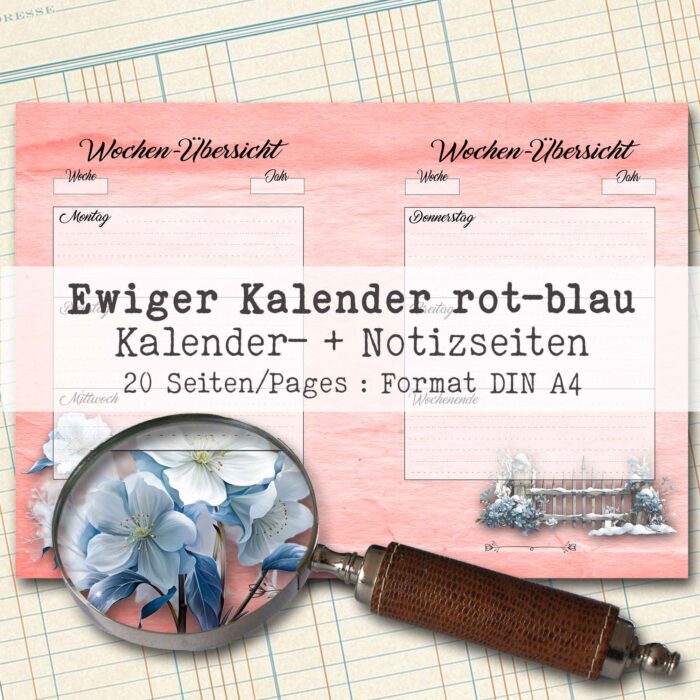 Undatierter Kalender in rot-blau, 20 Seiten [Digital] – Bild 2