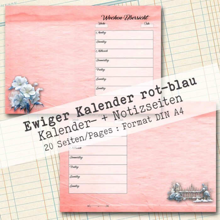 Undatierter Kalender in rot-blau, 20 Seiten [Digital] – Bild 3