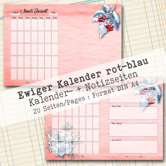 Undatierter Kalender in rot-blau, 20 Seiten [Digital] – Bild 8