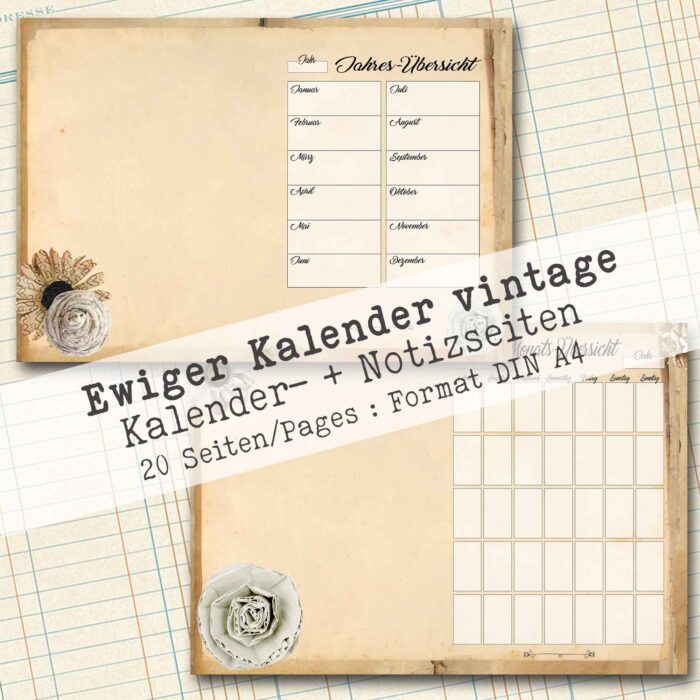 Undatierter Kalender vintage, 20 Seiten [Digital] – Bild 3