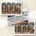 Mumien Giant Tags, Halloween Ephemera, 3 Seiten [Digital]