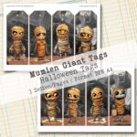 Mumien Giant Tags, Halloween Ephemera, 3 Seiten [Digital] – Bild 3