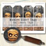 Mumien Giant Tags, Halloween Ephemera, 3 Seiten [Digital] – Bild 2