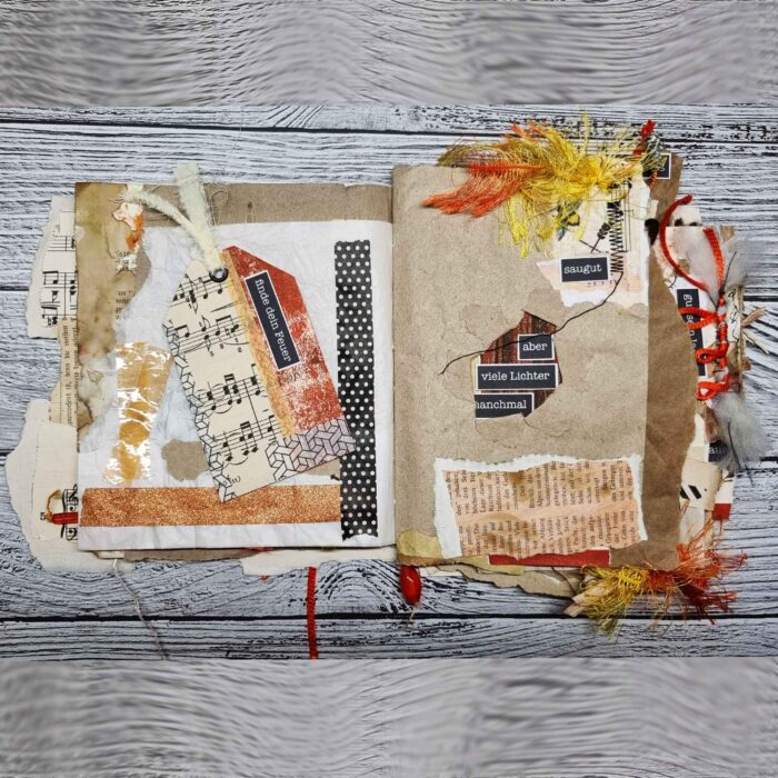 Handgefertigtes Junk Journal "Orange Scrappy" – Bild 2