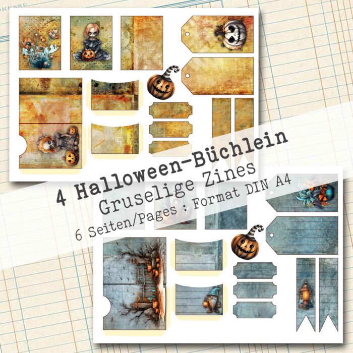 4 Halloween-Büchlein, Zines, 6 Seiten + Faltanleitung [Digital] – Bild 5