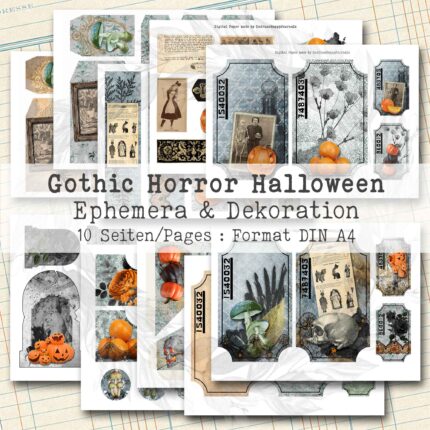 Halloween Gothic Horror, Ephemera-Set, 10 Seiten [Digital]