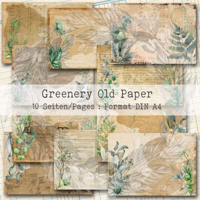 Greenery Old Paper, Bundle, Hintergrund Seiten + Folio, 22 Seiten [Digital] – Bild 3