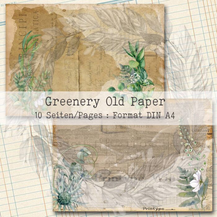 Greenery Old Paper, Hintergrund Set, 10 Seiten [Digital] – Bild 3