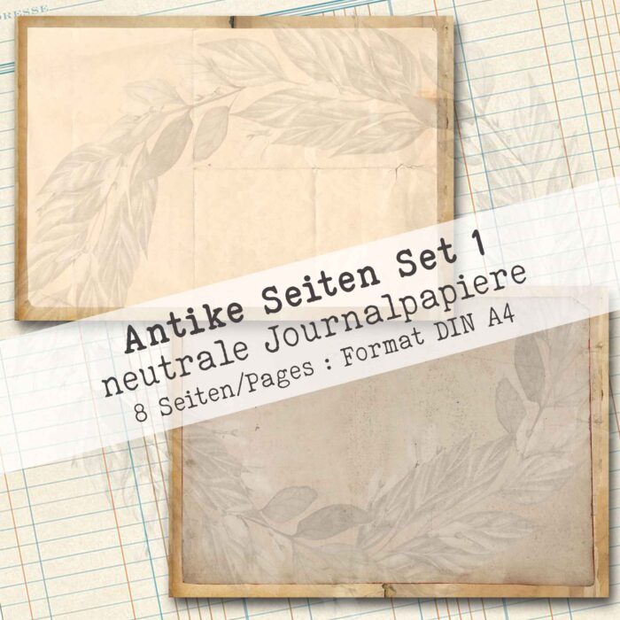 Antikes Papier, Set 1, neutrales Hintergrundpapier, 8 Seiten [Digital] – Bild 4