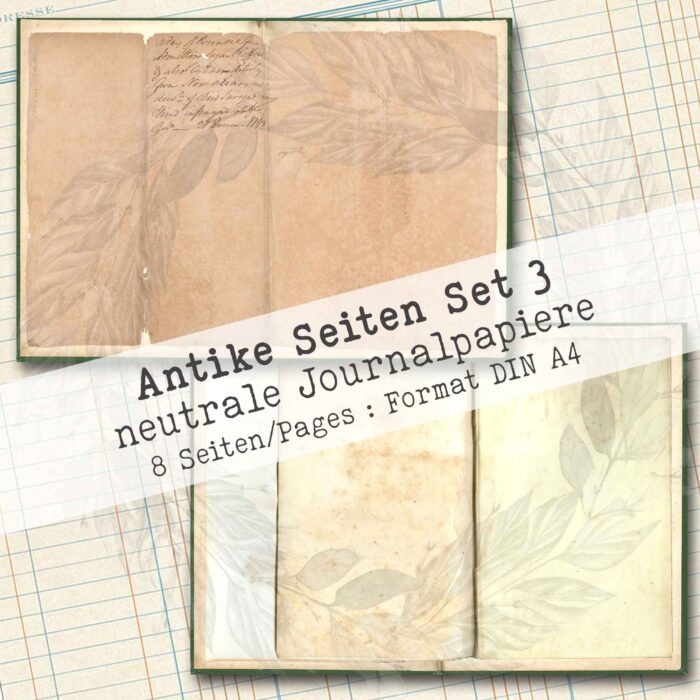 Antikes Papier, Set 3, neutrales Hintergrundpapier, 8 Seiten [Digital] – Bild 5