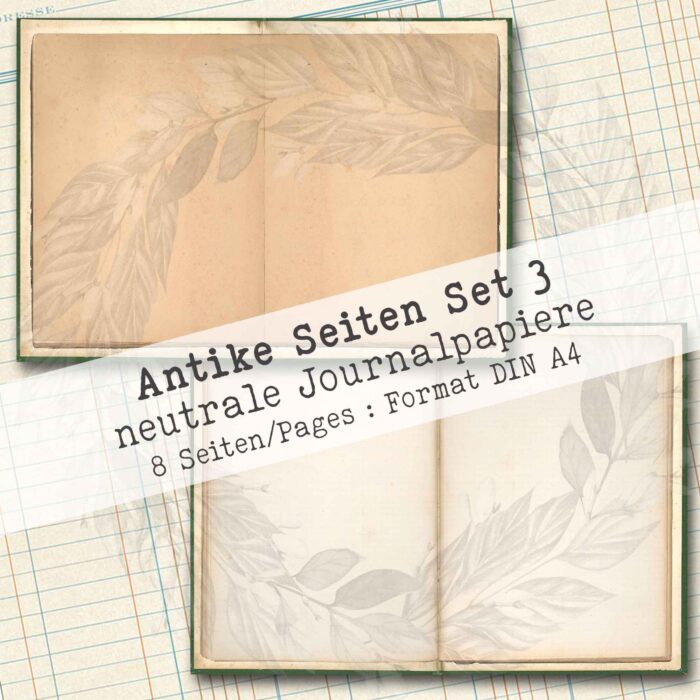 Antikes Papier, Set 3, neutrales Hintergrundpapier, 8 Seiten [Digital] – Bild 4